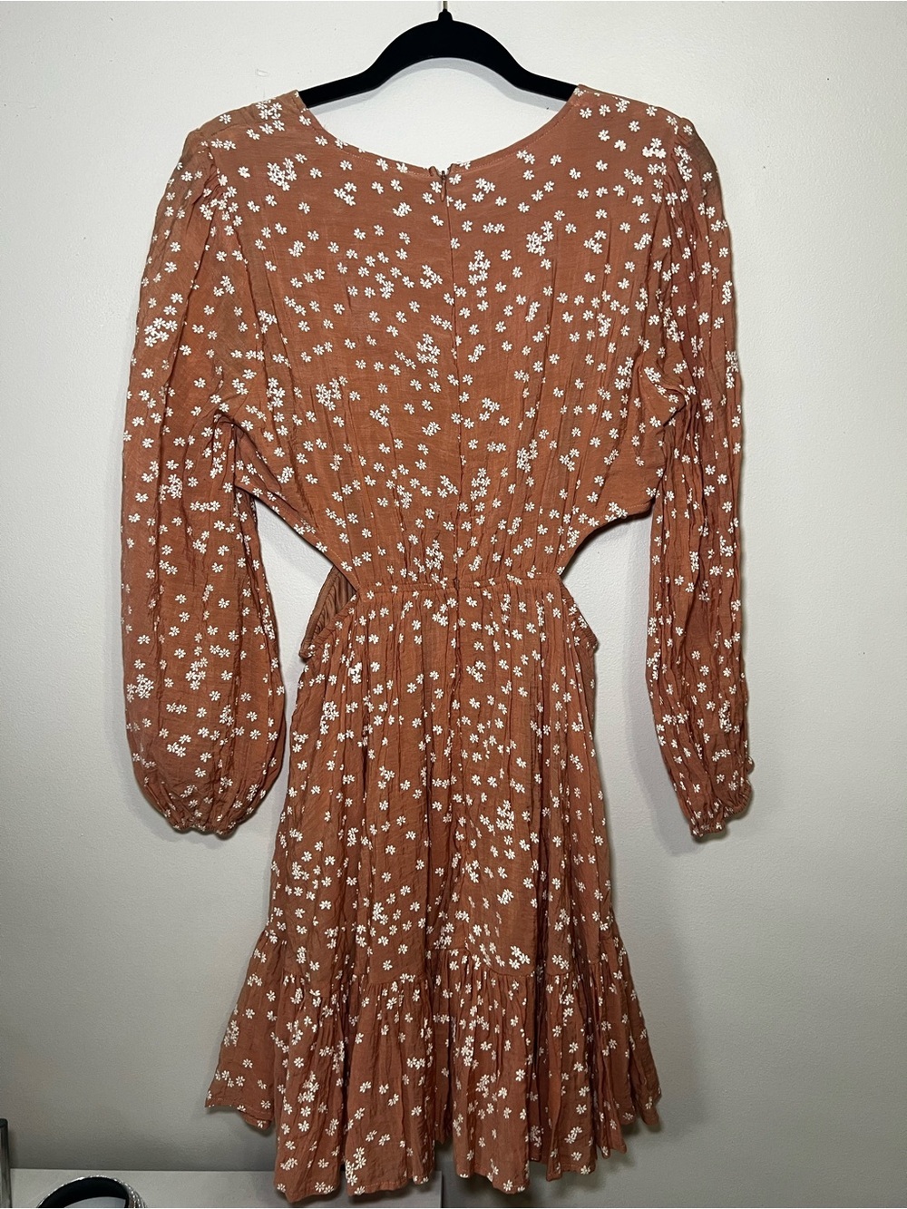 Entro Floral Cutout Long-Sleeve Smocked Waist Dress - Picture 3 of 3